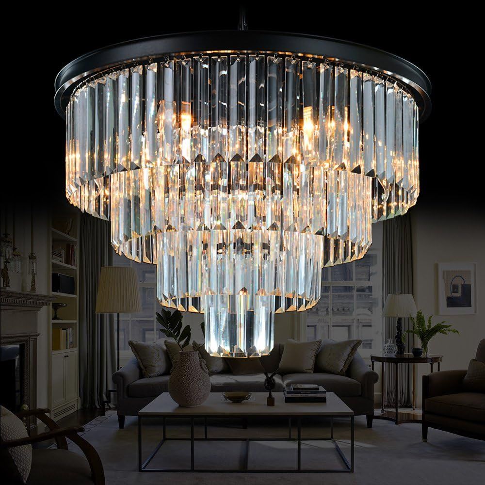 Meelighting 9 Lights Crystal Modern Contemporary Chandeliers Pendant Ceiling Light 4-Tier Chandel... | Amazon (US)