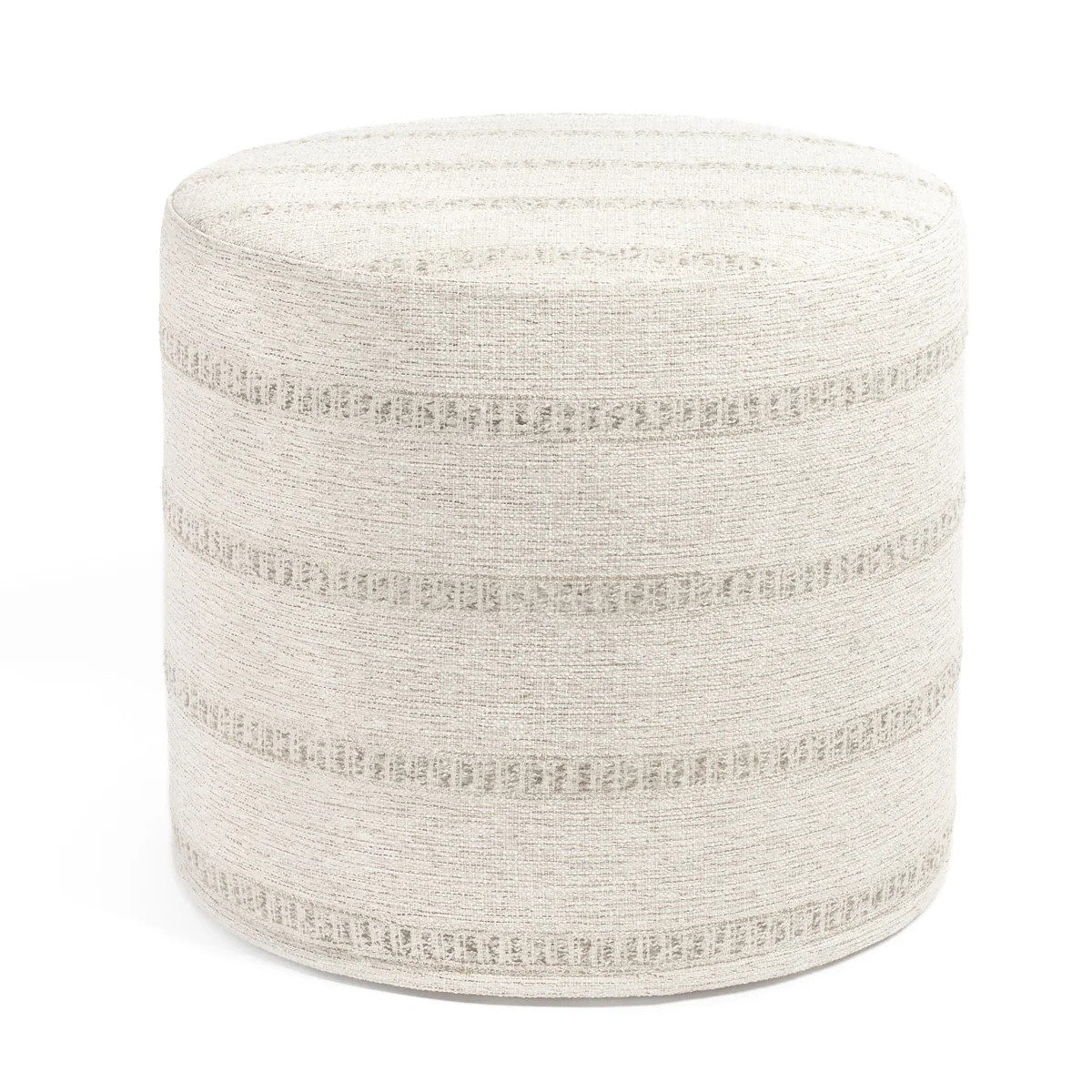 Durado Stripe 18x16 Round Ottoman, Natural | Tonic Living