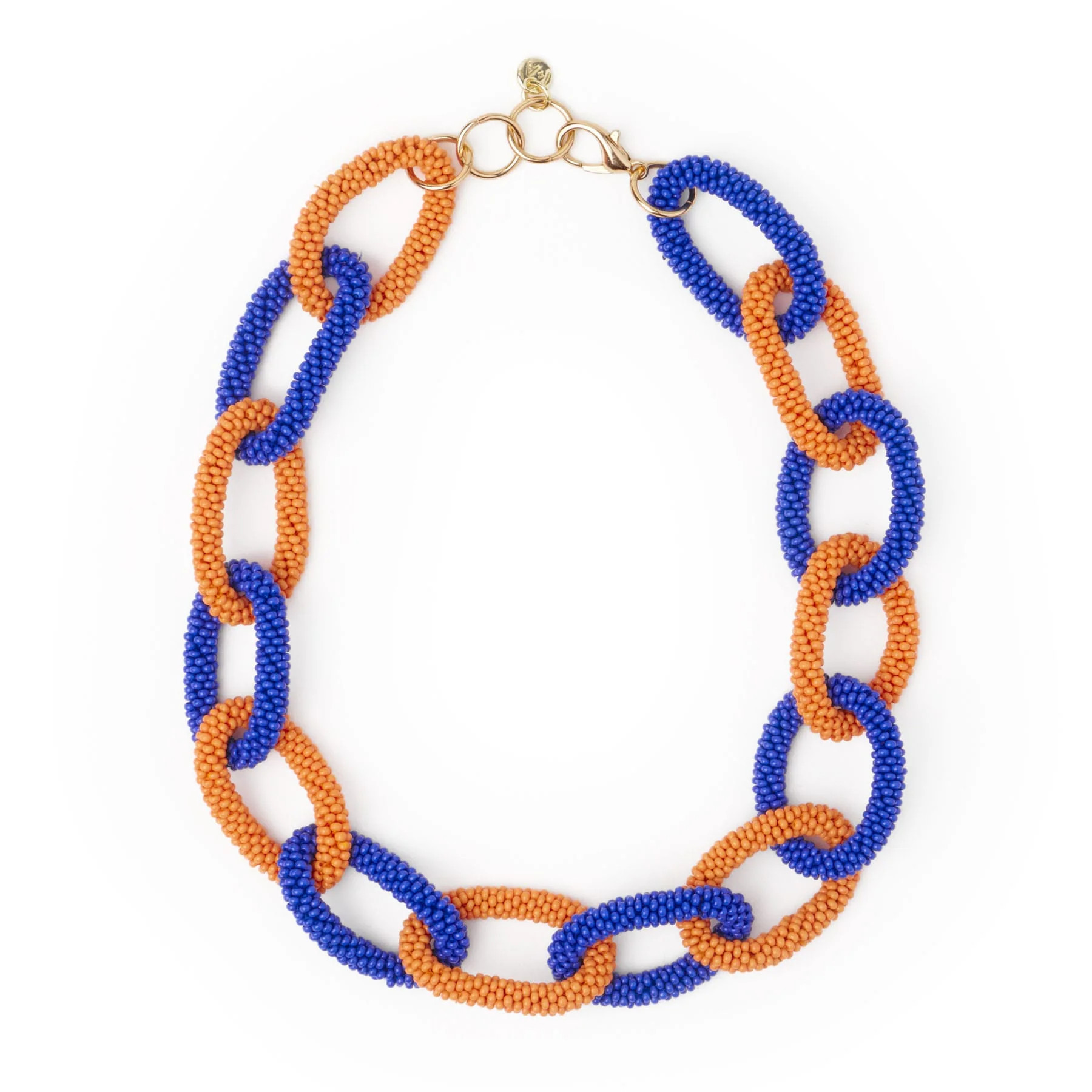 Game Day Chain Link Beaded Necklace Blue + Orange | INK+ALLOY