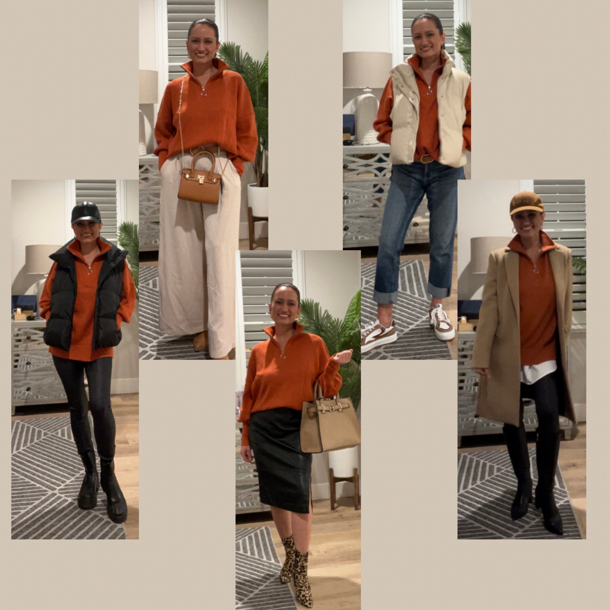 Amazon 1/4 Zip Up Collared Sweater. They come in so many different colors perfect for fall and winter. They are so soft and very comfortable! You can style it so many different ways. I want one in every color!  I am wearing the orange color in a medium. I am 125, 36C, 29 waist and 5’2”.

#LTKHoliday #LTKSeasonal #LTKstyletip