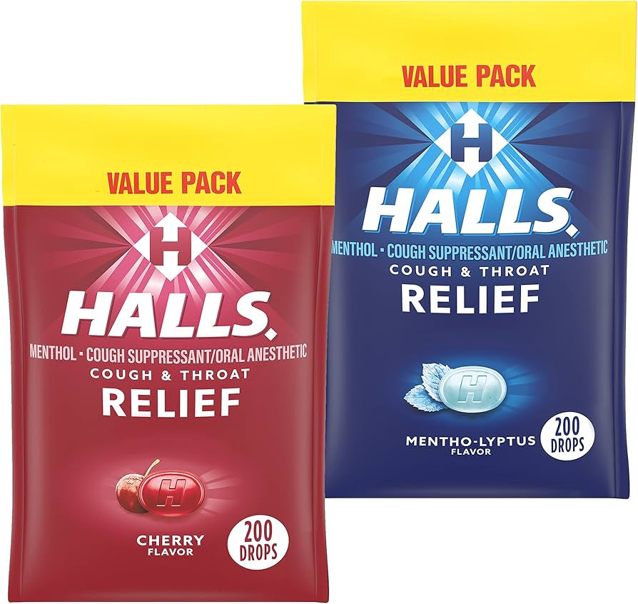 HALLS Relief Variety Pack, Cherry and Mentho-Lyptus Cough Drops, 2 Value Packs of 200 Drops (400 ... | Amazon (US)