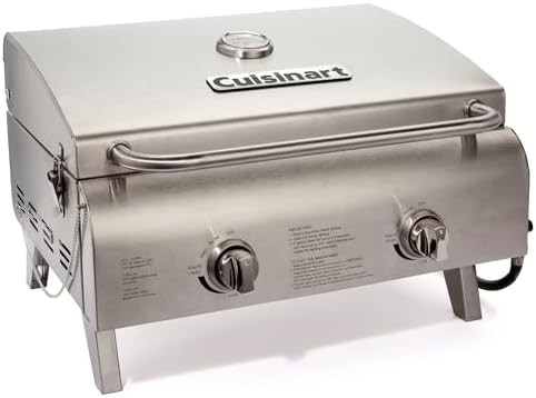 Cuisinart Chef's Style Tabletop Portable Propane Gas Grill, 20,000 BTU Stainless Steel 2-Burner O... | Amazon (US)