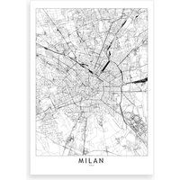 Milan White Map Art Print | Fy UK
