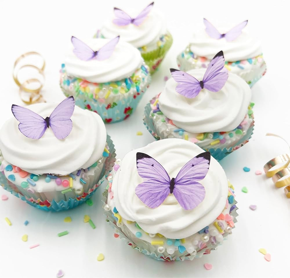 Sugar Robot Edible Butterflies for Cake Decorating - Small Pastel Purple Butterfly Cake Toppers a... | Amazon (US)