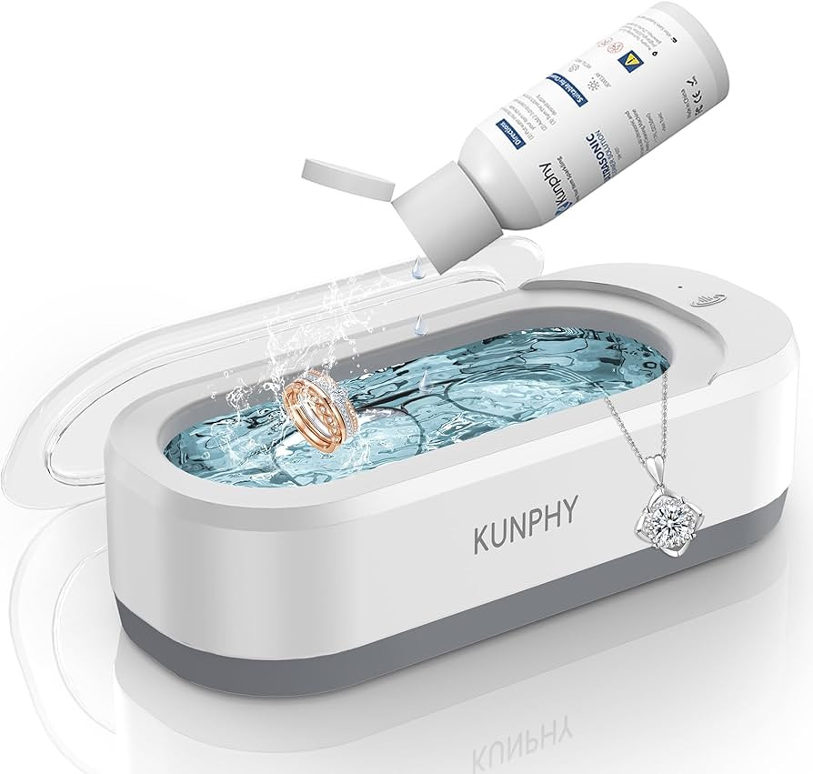 KUNPHY Jewelry Cleaner, 46KHZ, 12OZ Capacity, Ultrasonic Jewelry Cleaner with 50ml Solution, One-... | Amazon (US)