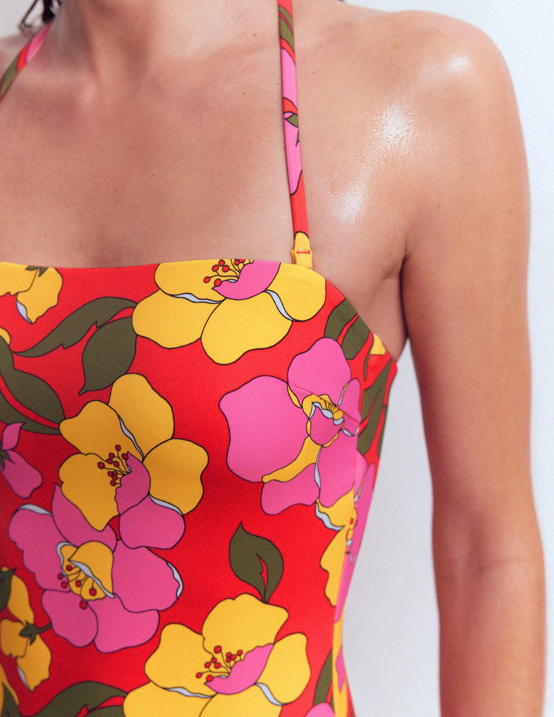 Paros Bandeau Swimsuit-Red, Radiant Bloom | Boden (US)
