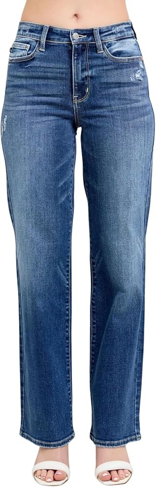 Judy Blue High Waist Dark Wash 90's Straight Leg, Inseam 32" | Amazon (US)