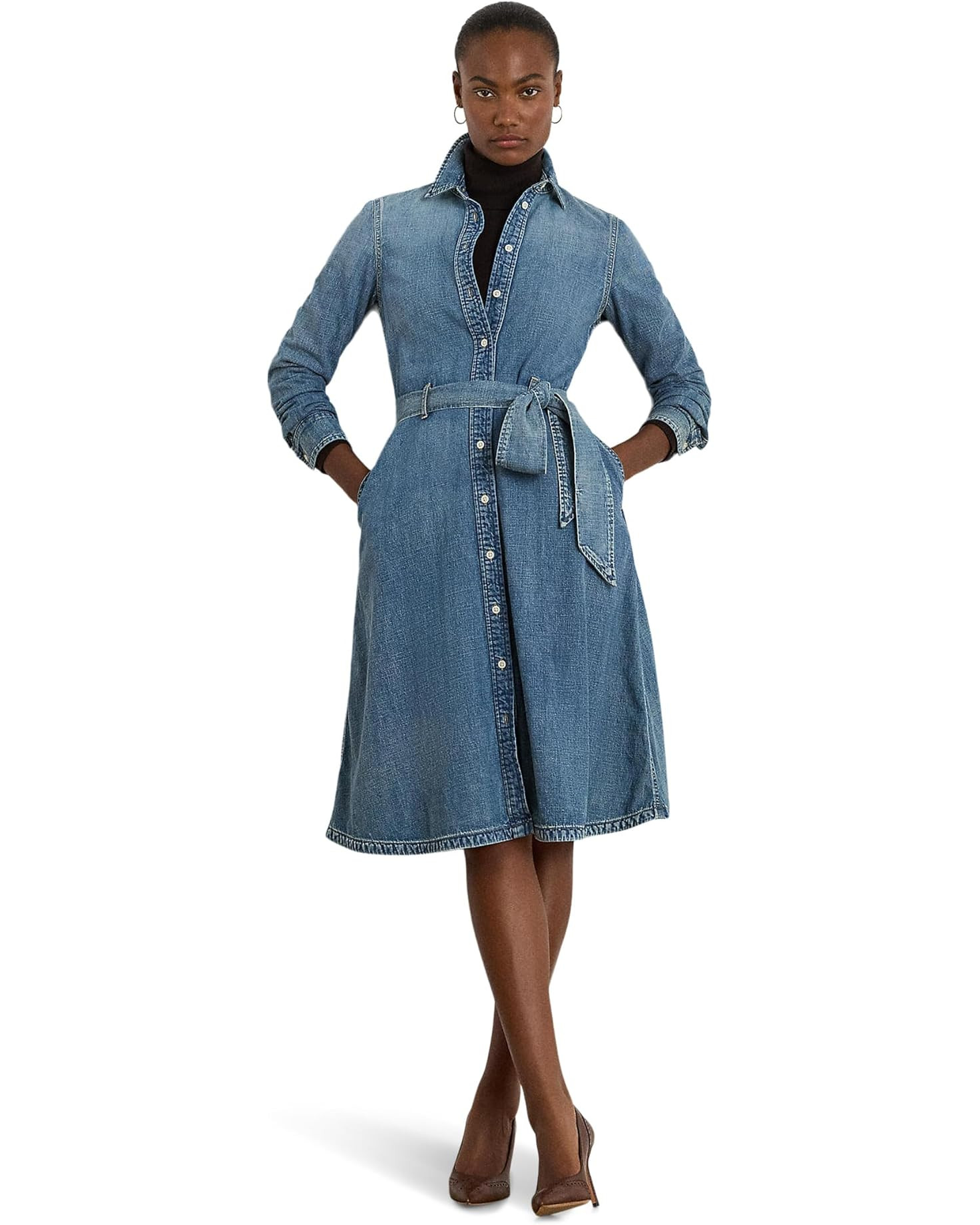 Belted Denim Shirtdress | Zappos