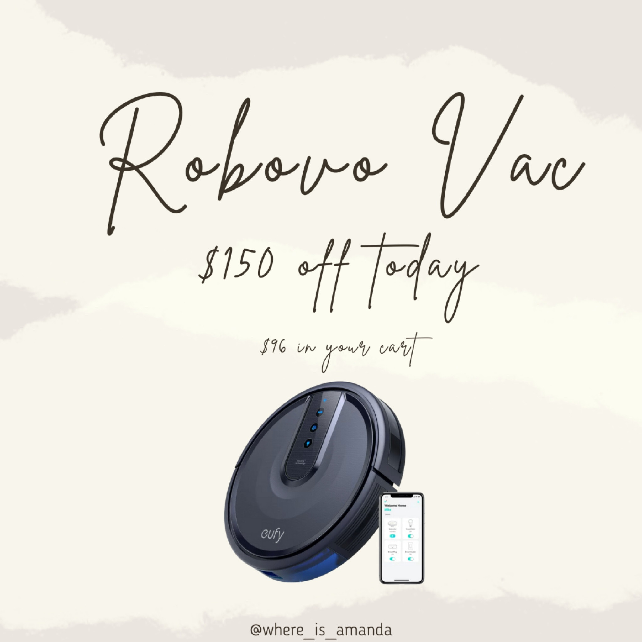 Our robovac that we use and love is $150 off today! Making it under $100!

Spring cleaning, robot vacuum, vacuum, robot cleaning, eufy, sale alert

#LTKunder100 #LTKhome #LTKsalealert