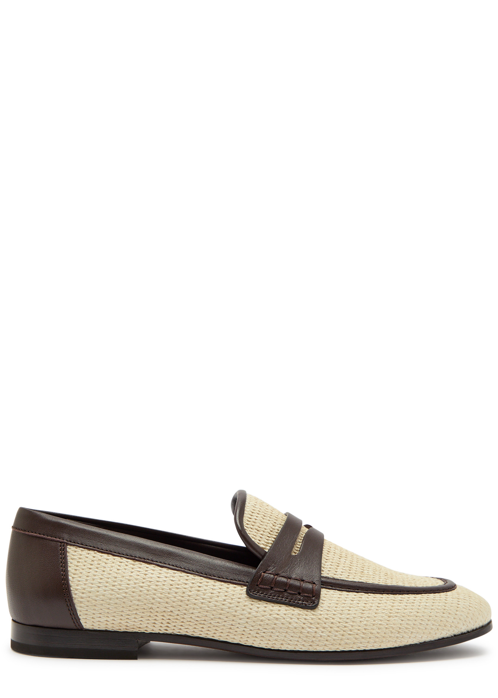 Leather-trimmed raffia loafers | Harvey Nichols
