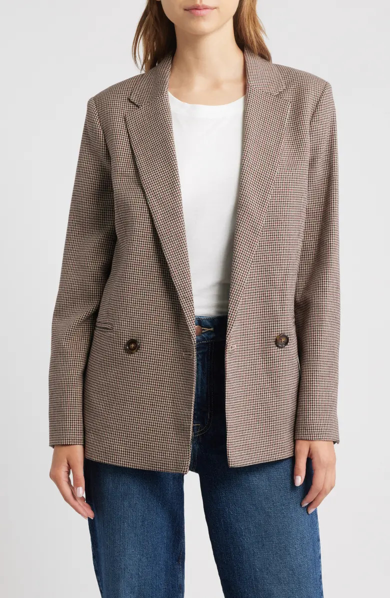 MANGO Houndstooth Double Breasted Blazer | Nordstrom | Nordstrom
