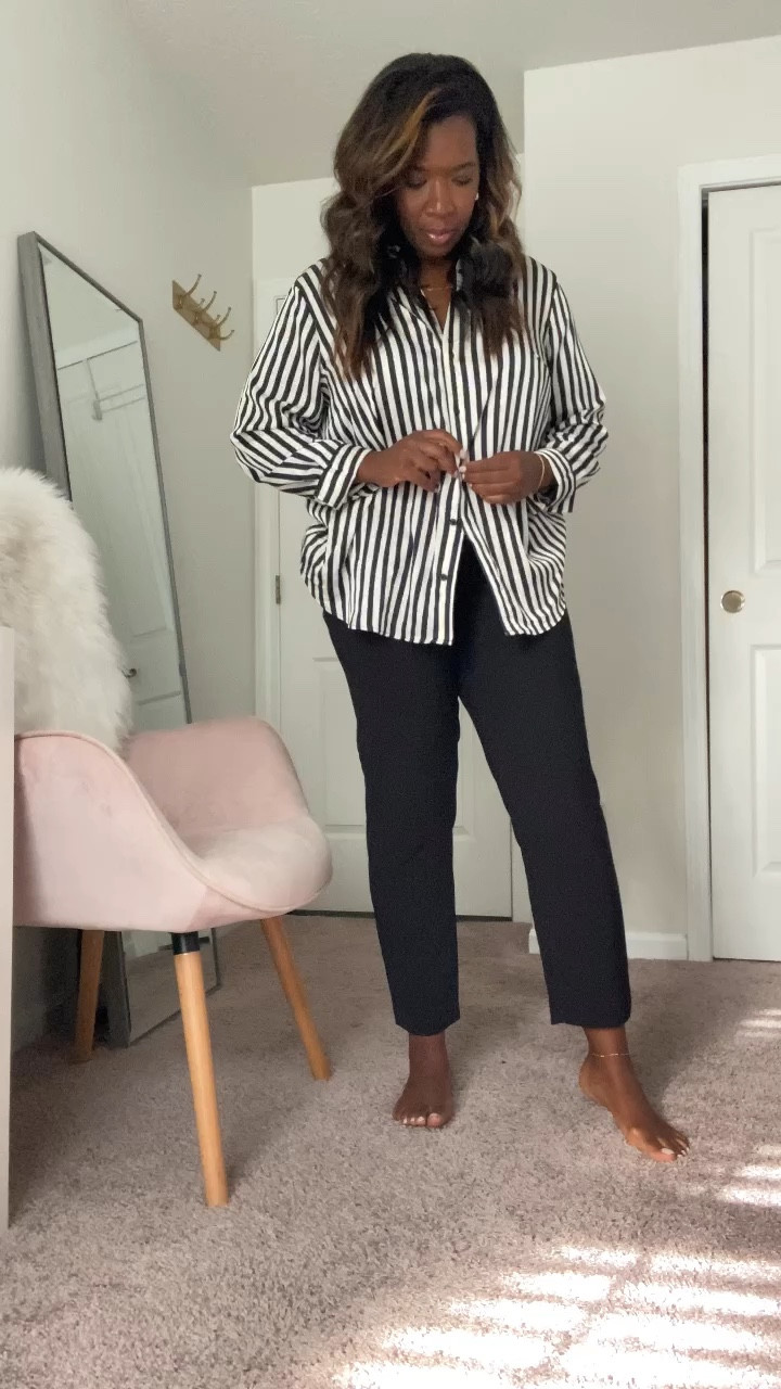 Midsize workwear outfit formula = top with buttons + trousers and heels

#LTKStyleTip #LTKFindsUnder100 #LTKMidsize