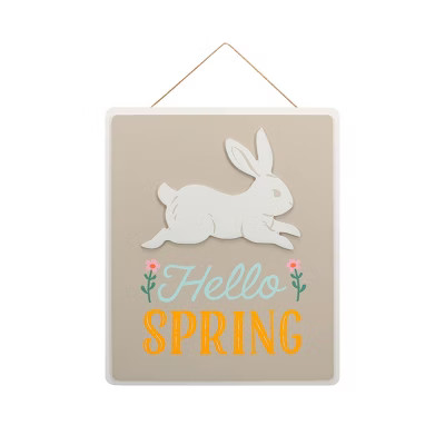 "Hello Spring" Easter Bunny Porch Wood Sign - Spritz™ | Target