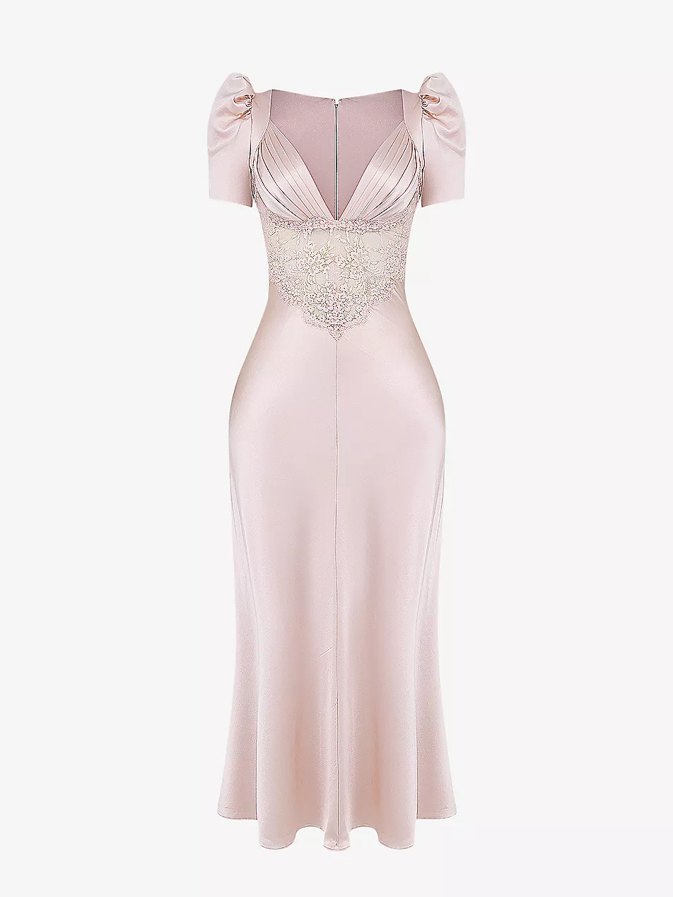 Rafaela lace-panel stretch-silk midi dress | Selfridges