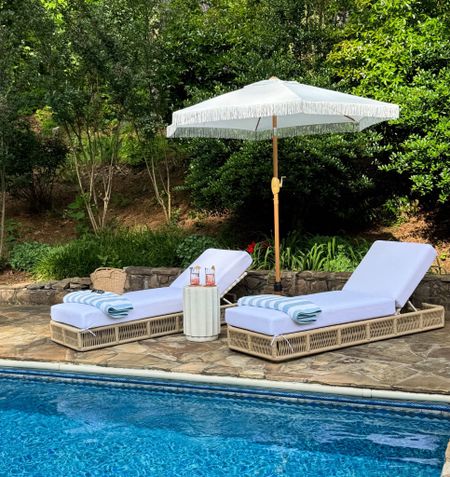 Outdoor furniture, outdoor poolside chair, chaise lounge chairs, cute outdoor umbrella, summer time #outdoorr

#LTKHome #LTKSaleAlert #LTKSeasonal