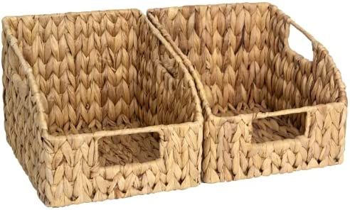 StorageWorks Water Hyacinth Wicker Baskets with Built-in Handles, Hand Woven Baskets for Organizi... | Amazon (US)