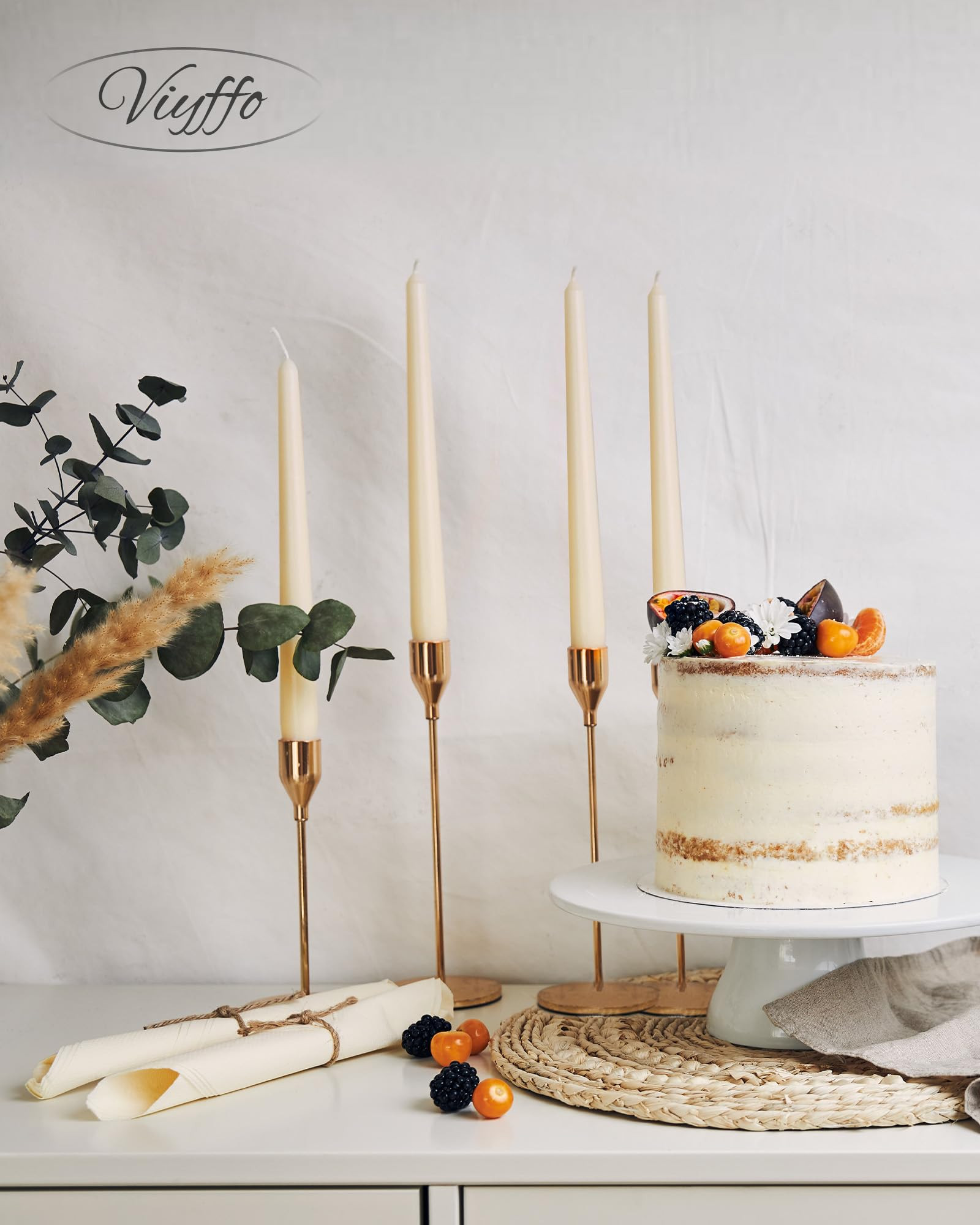 Viyffo Taper Candles 10 Inch – 4 Pack Ivory, Dripless, Unscented, Smokeless – 8 Hour Burn –... | Amazon (US)