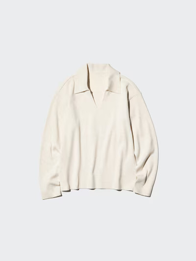 Washable Knitted Ribbed Polo Jumper | UNIQLO (UK)