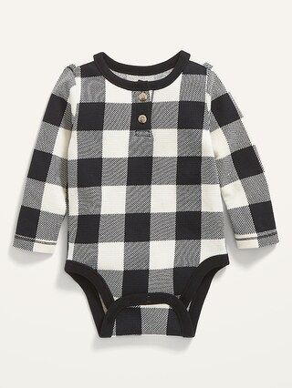 Unisex Long-Sleeve Buffalo Plaid Thermal Bodysuit for Baby | Old Navy (US)