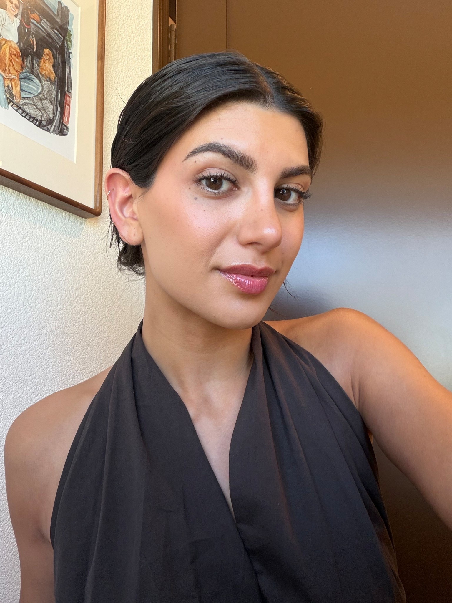 Concealer - 6.25
Blush - plum 
Lips - plum
Brows - dark brunette 