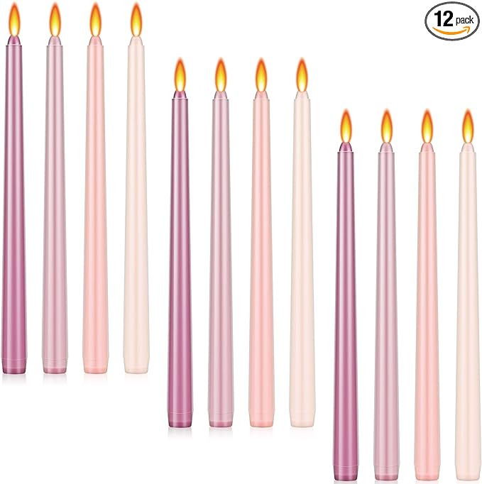 Threan 12 Pcs Taper Candle Colored Taper Candles Colored Candle Sticks Amber Sandalwood Scented L... | Amazon (US)