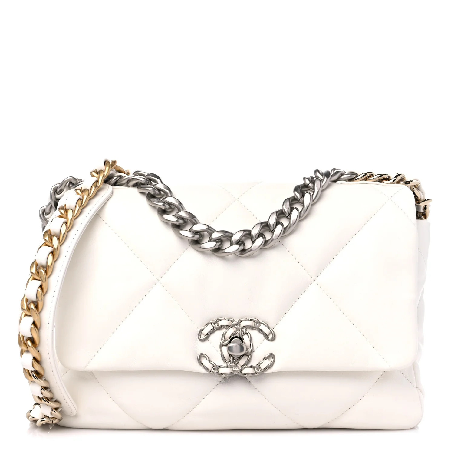 Lambskin Quilted Medium Chanel 19 Flap White | FASHIONPHILE (US)
