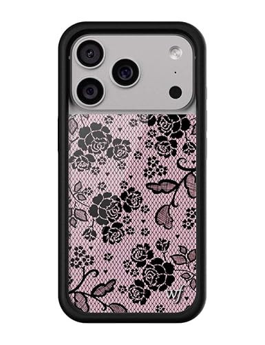 Wildflower Cases - Compatible with iPhone 17 Pro | Protective Black Bumper, 4ft Drop Test Certified, Women Owned Small Business | Lace Lover - Pink Black Floral Rose Vines Aesthetic Trendy Cute | Amazon (US)