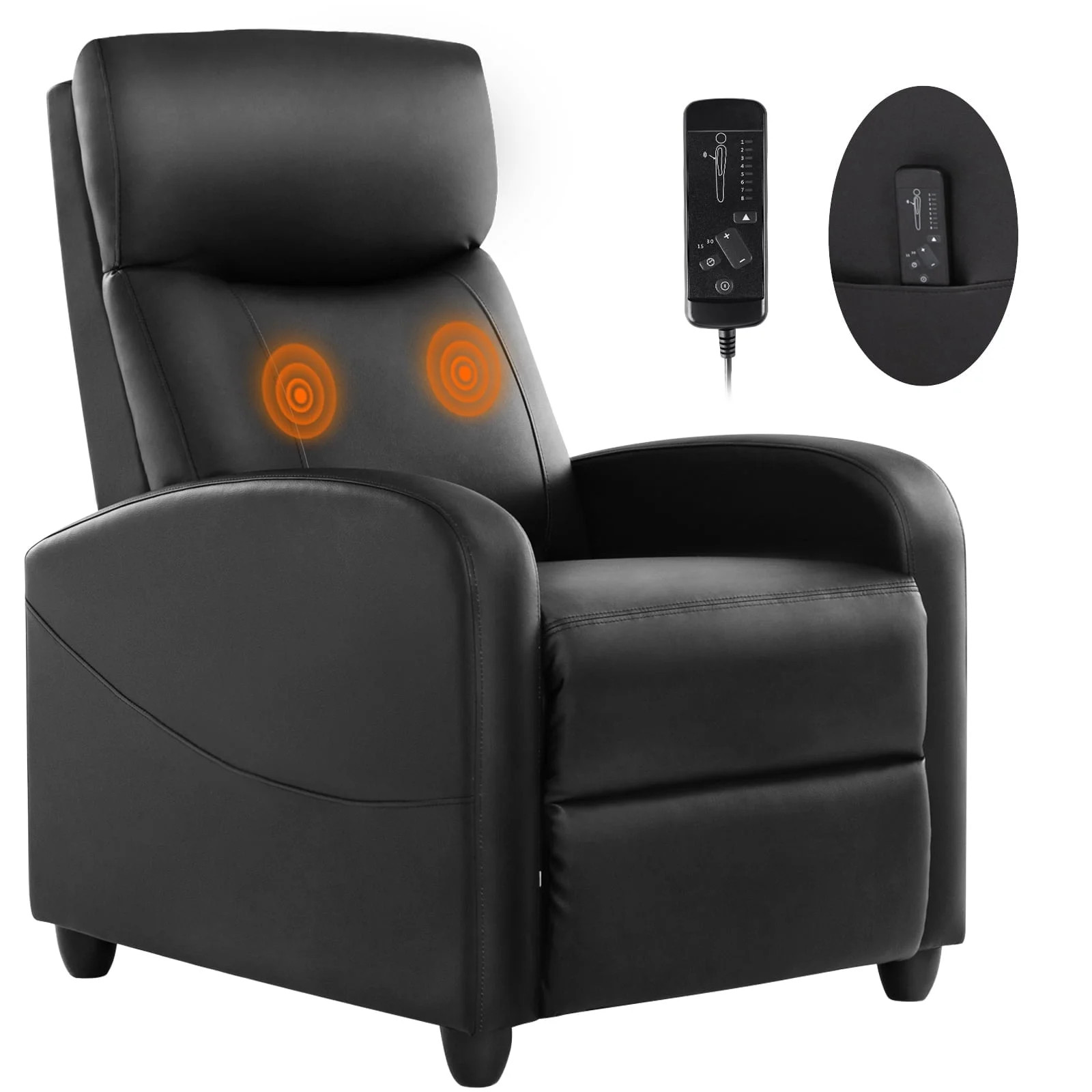 EDX Massage Recliner Chair, Small Recliner Sofa Chair with Padded Seat and Massage Backrest for H... | Walmart (US)