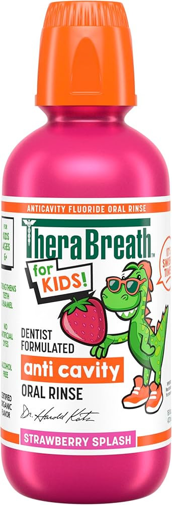 TheraBreath Kids Mouthwash with Fluoride, Organic Strawberry Splash, Anticavity, Dentist Formulat... | Amazon (US)