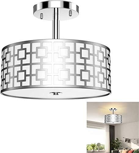 DLLT Drum Shade Ceiling Light, Modern 3-Lights, Semi Flush Mount Lighting Fixture Ceiling Light f... | Amazon (CA)