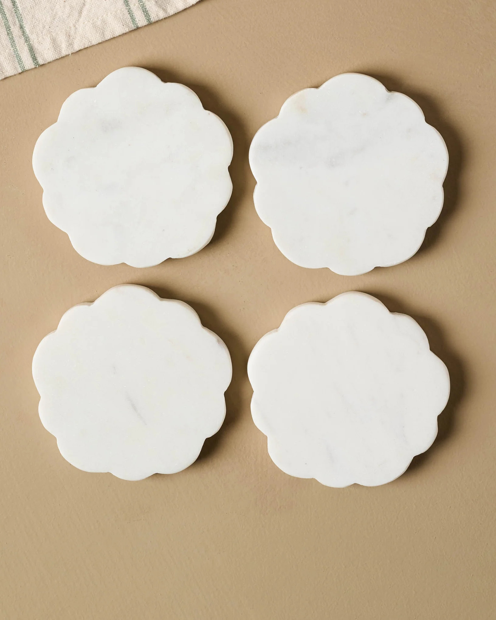 White Marble Scalloped Coaster Set | Magnolia