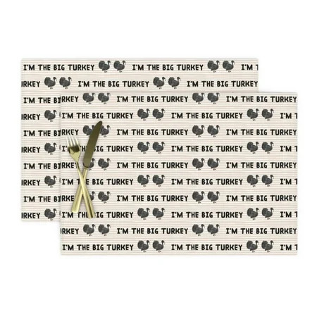 Cloth Placemats Turkey Turkeys Funny Thanksgiving Fall Autumn Stripes Set of 2 | Walmart (US)