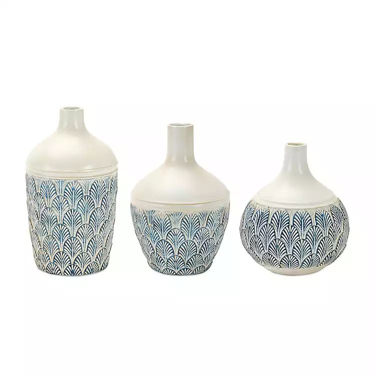 Coastal Scalloped Vases, Set of 3 | Kirkland's Home