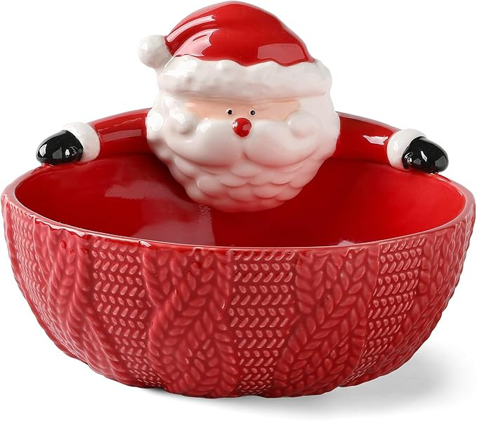 Santa Candy Bowl, Christmas Candy Dish, Hand-painted Ceramic Bowls for Snack, Dessert, Cereal, So... | Amazon (US)