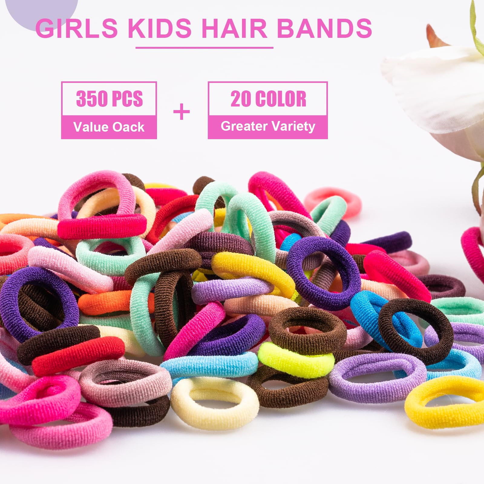 350 PCS Multicolor Cotton Hair Ties – Small Baby Hair Elastics for Kids and Girls, No Crease Fi... | Amazon (US)