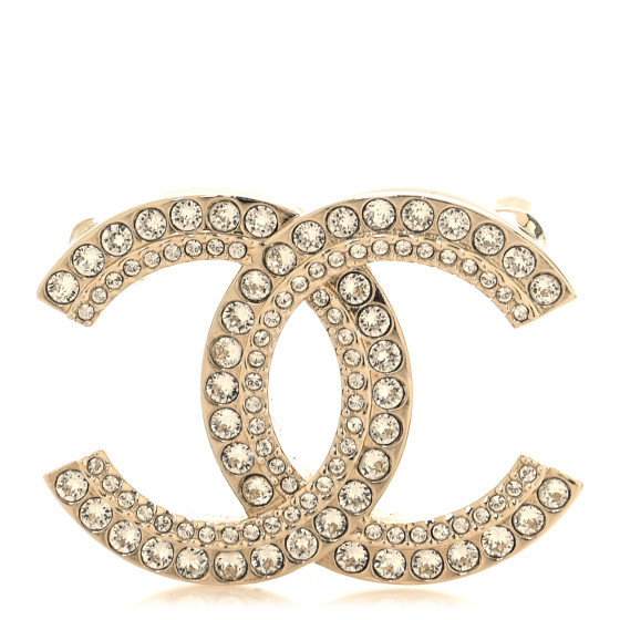 Metal Crystal CC Brooch Silver | FASHIONPHILE (US)