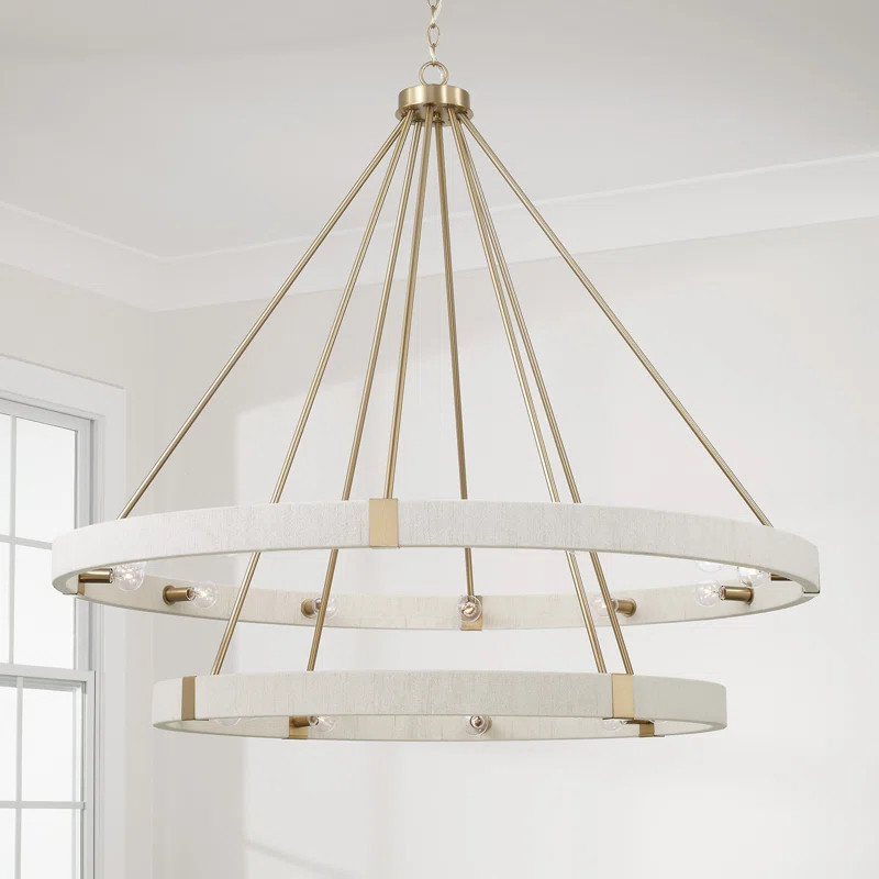 48" W x 41" H 20-Light Two-Tier Chandelier in Matte Brass with Bleached Natural Rope | Wayfair North America