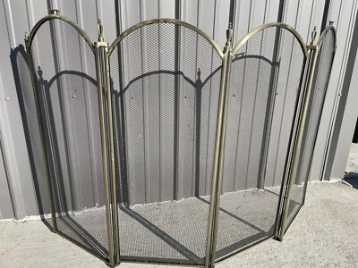 Vintage Ornate Gold/brass Color 4 Panel fireplace screen NL | eBay US