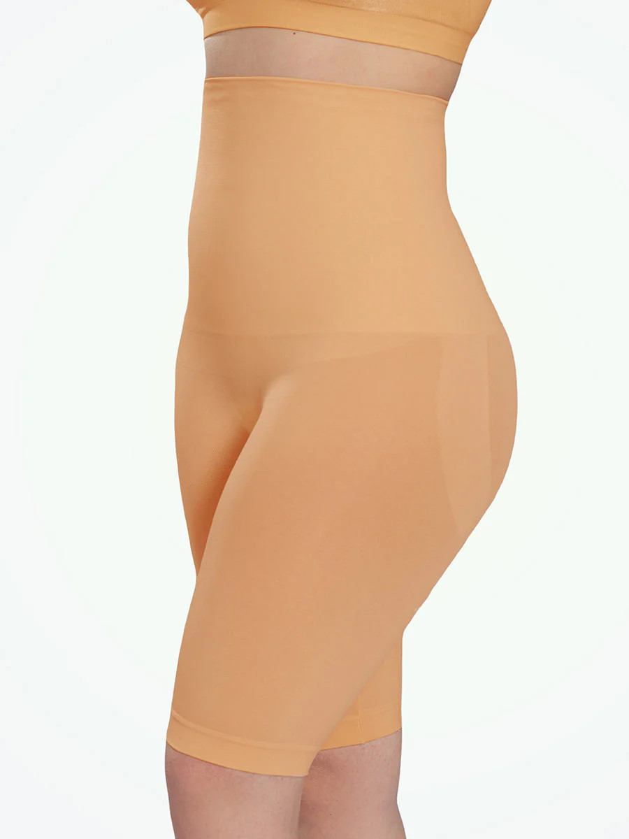 Shapermint Essentials All Day Every Day High Waisted Shaper Shorts Shapewear Sand XL / 2XL | Shapermint