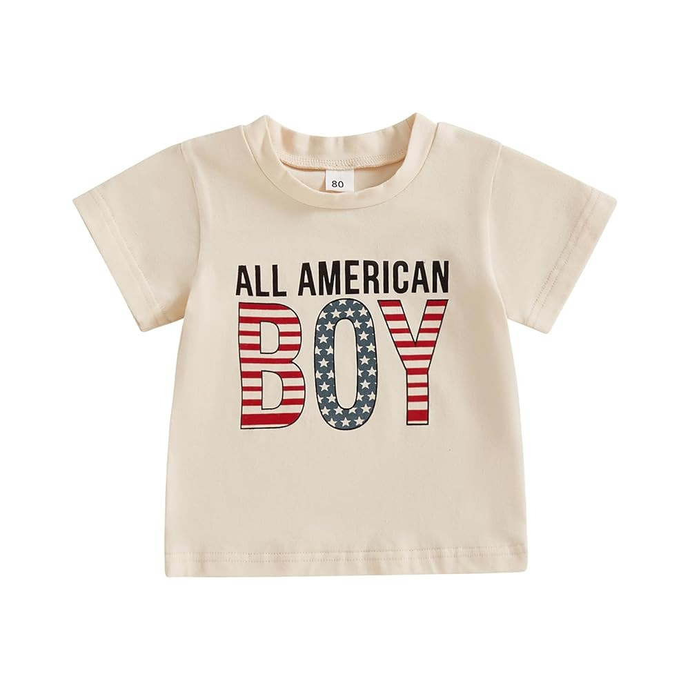 Toddler Baby Boy 4th of July T-Shirts American Flag Shirt Patriotic Top Short Sleeve Tees Memoria... | Amazon (US)