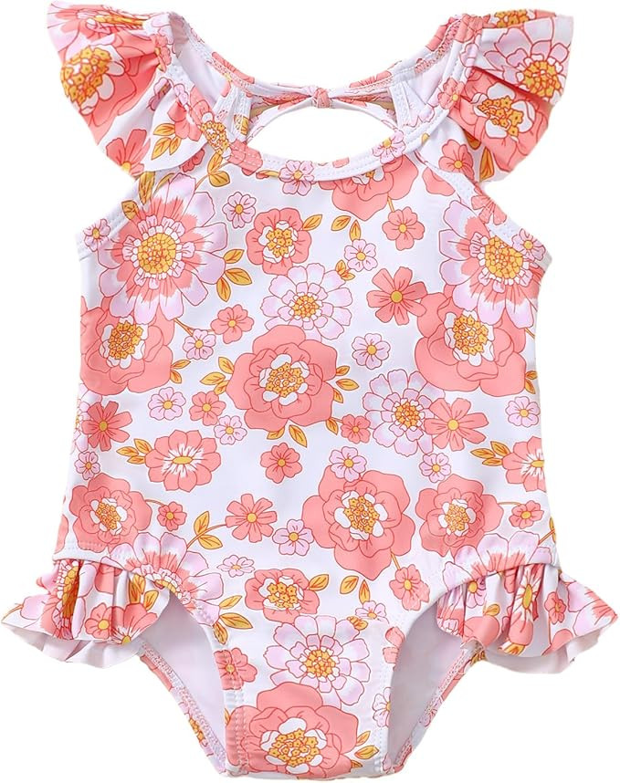 Baby Girl Swimsuit Toddler Bathing Suit Summer Ruffle One Piece Bikini Swimwear Beachwear Cute To... | Amazon (US)