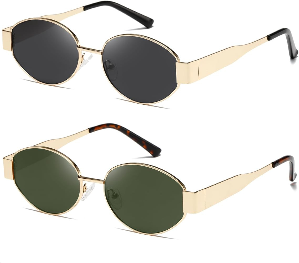 kimorn Oval Sunglasses Womens Men Retro Trendy Sun Glasses Classic Metal Shades K1653 | Amazon (US)