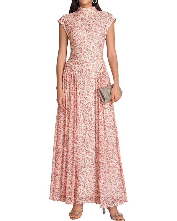 Floral Summer Maxi Long Garden Formal Wedding Guest Dress for Women Elegant | Modest Classy Style... | Amazon (US)