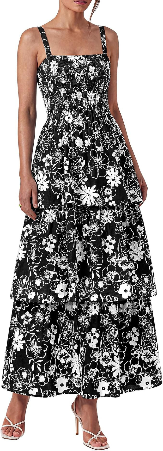 BTFBM Summer Dresses for Women 2026 Floral Spaghetti Strap Wedding Guest Dress Maxi Beach Vacatio... | Amazon (US)