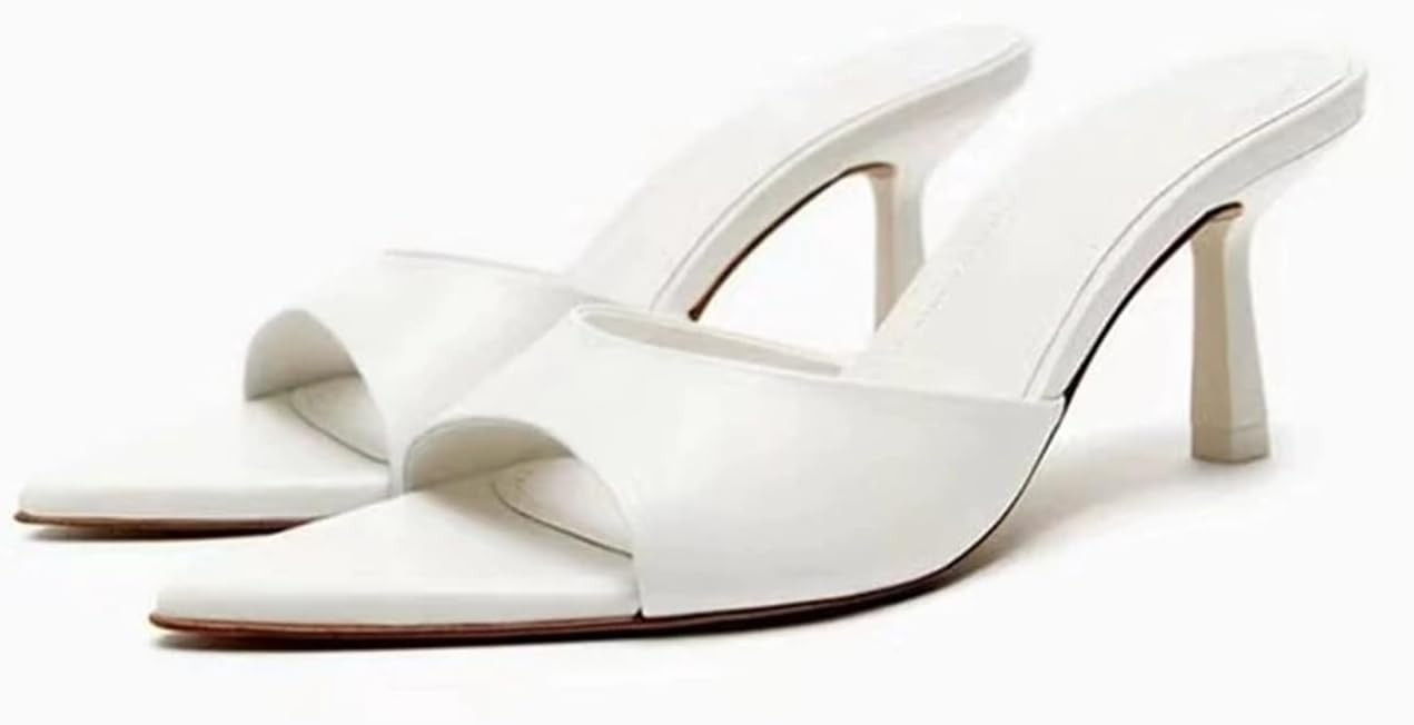 MRKEWUNEY Heeled Mules for Women Metallic Slip On Mules Backless Kitten Heel | Amazon (US)