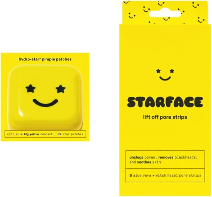 Starface World Hydro-Star Hydrocolloid Pimple Patches (32 ct) with Big Yellow Compact and Lift Of... | Amazon (US)