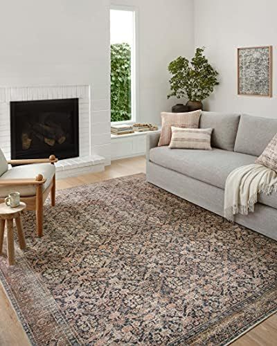 Amber Lewis x Loloi Billie Collection BIL-01 Ink / Salmon 2'3" x 3'9" Accent Rug | Amazon (US)