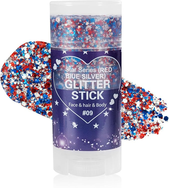 Mysense Patriotic Red White and Blue Body Glitter Stick,4th of July Accessories,Sparkling Face Ha... | Amazon (US)