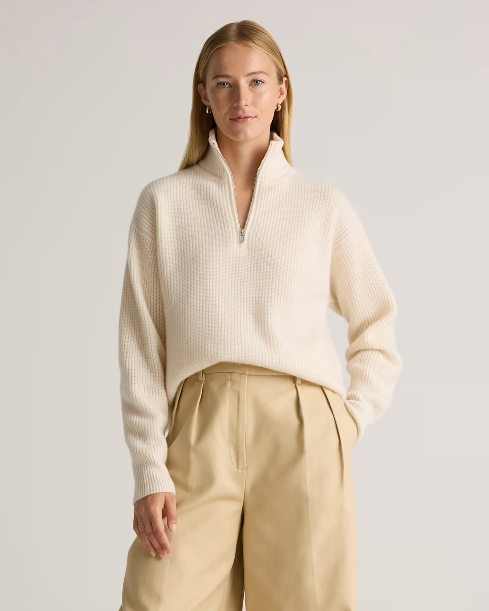 Mongolian Cashmere Fisherman Quarter Zip Sweater | Quince