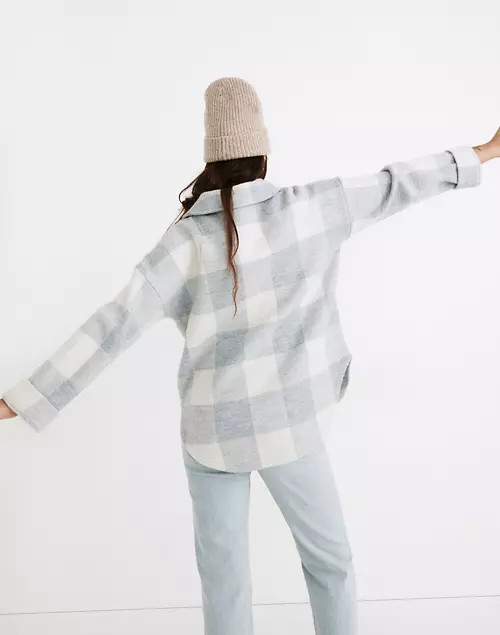 Boiled Wool Half-Zip Popover Sweater in Buffalo Check | Madewell